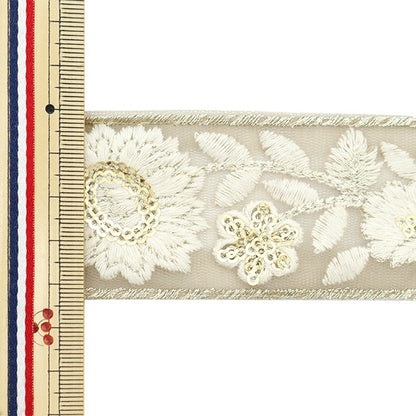 [الكمية من 5] الحرف اليدويةالزركشة 『2023 زركشة التطريز الهندي بيج × أبيض 367C”