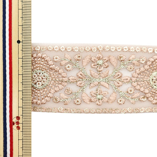 [From quantity 5] HandicraftTrim 『2023 Indian embroidery trim Pink 371a]
