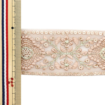 [From quantity 5] HandicraftTrim 『2023 Indian embroidery trim Pink 371a]