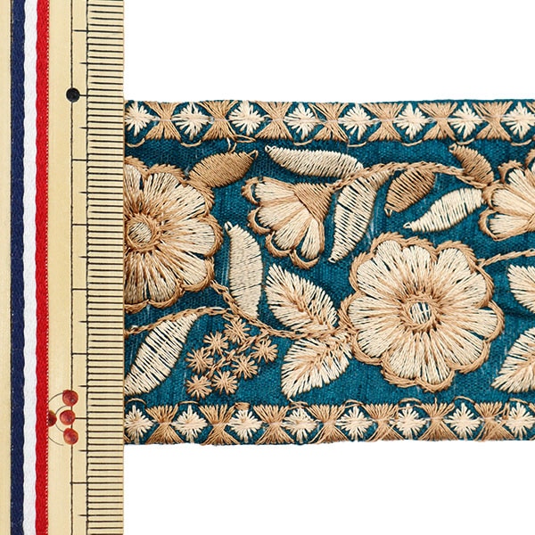 [From quantity 5] HandicraftTrim 『2023 Indian embroidery trim Blue 415A]