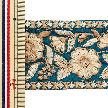 [From quantity 5] HandicraftTrim 『2023 Indian embroidery trim Blue 415A]