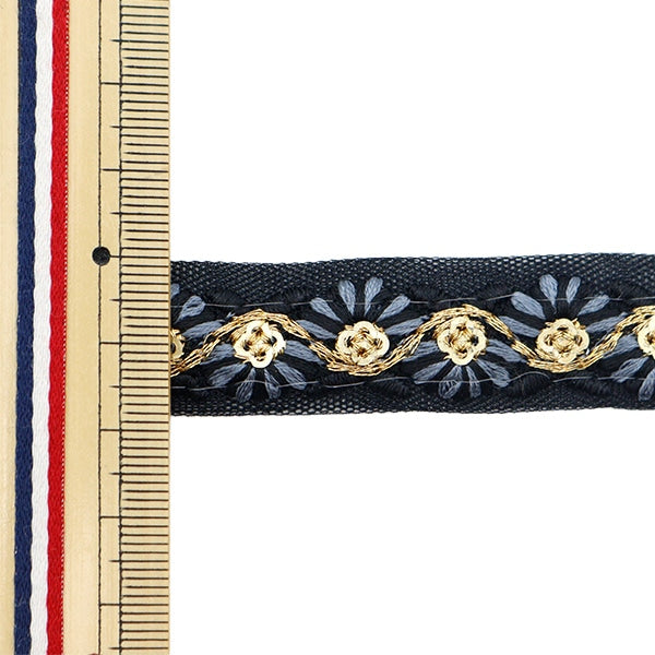 [From quantity 5] HandicraftTrim 『2023 Indian embroidery trim Black x Gray 418A]