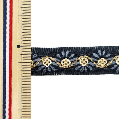 [From quantity 5] HandicraftTrim 『2023 Indian embroidery trim Black x Gray 418A]