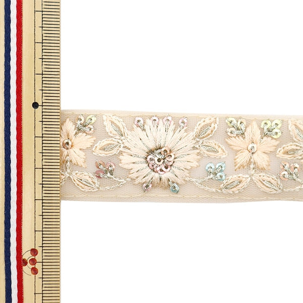 [Aus Menge 5] HandwerkBesätze 『2023 Indischer Stickereibesatz Beige x Beige 434a "