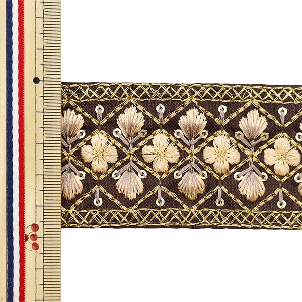 [De la quantité 5] artisanatGarniture "2023 Garniture de broderie indienne Brown x beige 142 # 4"
