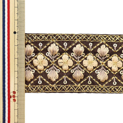 [De la quantité 5] artisanatGarniture "2023 Garniture de broderie indienne Brown x beige 142 # 4"