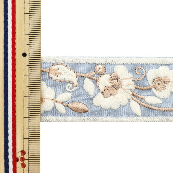 [From quantity 5] HandicraftTrim 『2023 Indian embroidery trim Blue x White 393i "