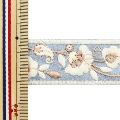 [From quantity 5] HandicraftTrim 『2023 Indian embroidery trim Blue x White 393i "
