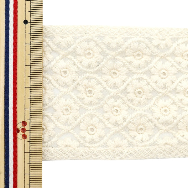 [From quantity 5] HandicraftTrim 『2023 Indian embroidery trim White x White 45653]
