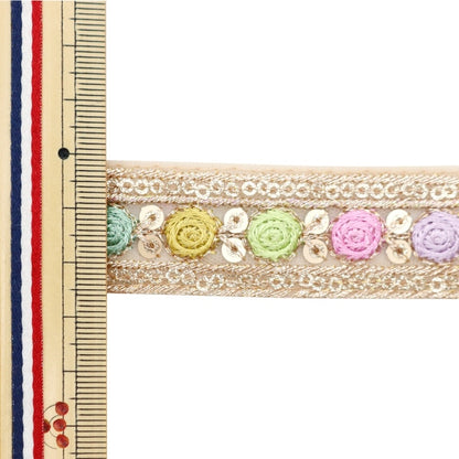 [Dalla quantità 5] artigianatoTrim "2023 Rifiniture per ricamo indiano Beige x viola 873h"