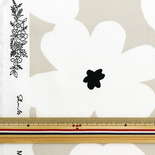 [From quantity 5] Fabric "Twill Anemone Garden Grige TWFLANE-GR"