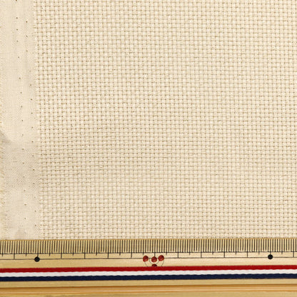 [From quantity 1] Embroidery Fabric "Lamejava Cross 55 14 Counts 55 Natural Beige x Gold 215525" LECIEN Lecien COSMO Cosmo