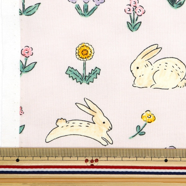 [From quantity 5] Fabric 『Sheeting Nobana Rabbit Pink DEYT-RABB-PK]