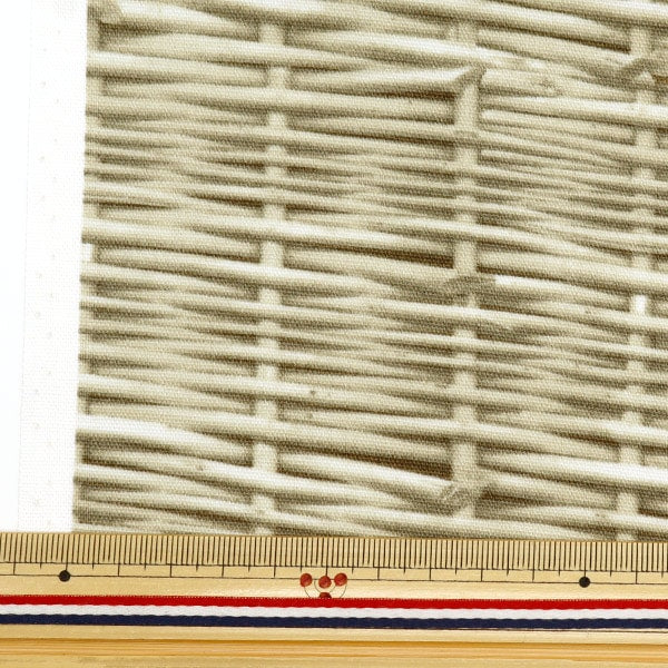 数量5から】 生地 『オックス バスケット柄 ベージュグレー OXSBA