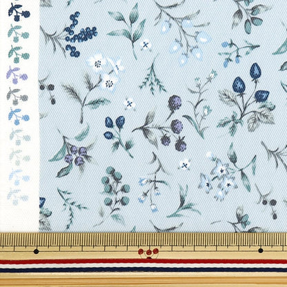 [De la quantité 5] Tissu "Twill Berry Garden bleu gris twbeg-blgr"