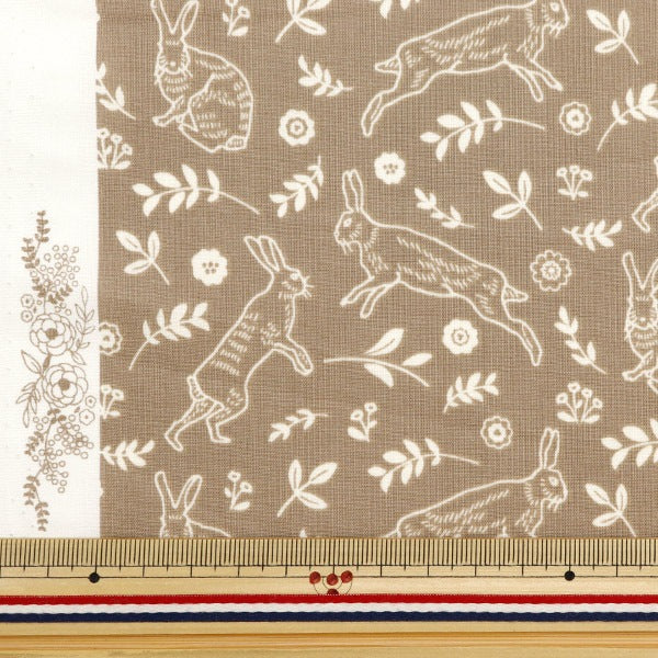 [From quantity 5] Fabric 『Scare Print Rabbit field beige SQRABO-BE]