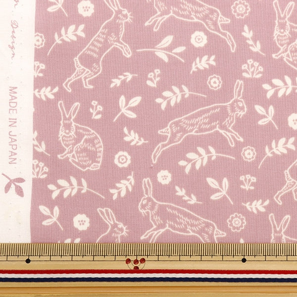 [Aus Menge 5] Stoff "Scary Rabbit Field Pink Beige Sqrabo-Pkbe"