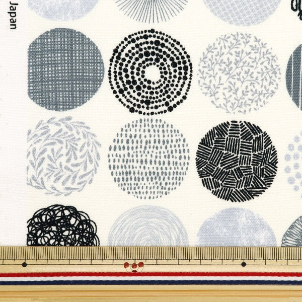 [À partir de 5] tissu "Ox Nordic Circle Pattern noir x gris oxcsci-bk x gr"