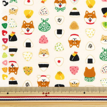 [From quantity 5] Fabric 『Scare Print Shiba dog rice ball pattern off-white SQ35404-1A]