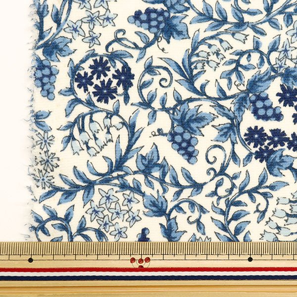 [De la cantidad 5] Fabric "Vina de estampado de punto de calo que absorbe la humedad a Ivy Blue KN23-VN-BL" [Original de Yuzawaya]