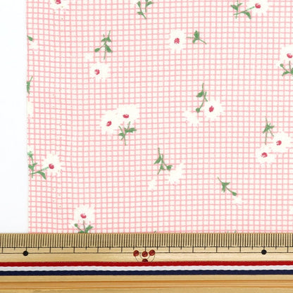 [From quantity 5] Fabric 『Sheeting Flower check pink NO-FLCHE-A]