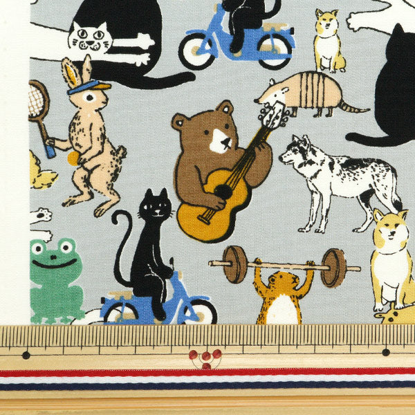 [From quantity 5] Fabric "Broad Animal All Stars Gray 850417-1-2"