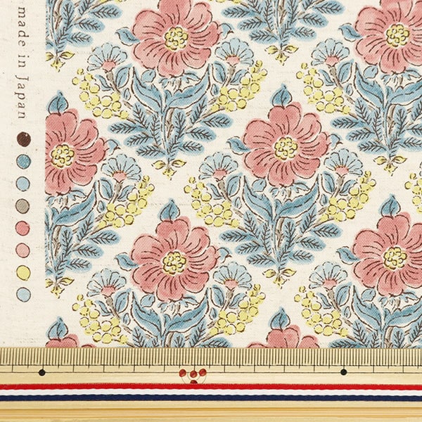 [From quantity 5] Fabric "Cotton linenSheeting Posey Botanical Bouquet pattern B YGA-69060-2B] KOKKA