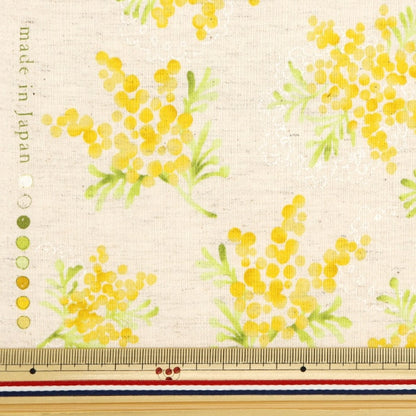 [De quantité 5] tissu "coton lin siège mimoza bouquet motif a yka-19040-1a" kokka cocka