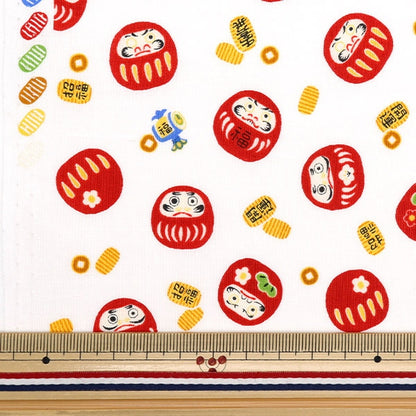 [From quantity 5] Fabric 『Scare Print Fukufuku Daruma White SQ35411-1A]