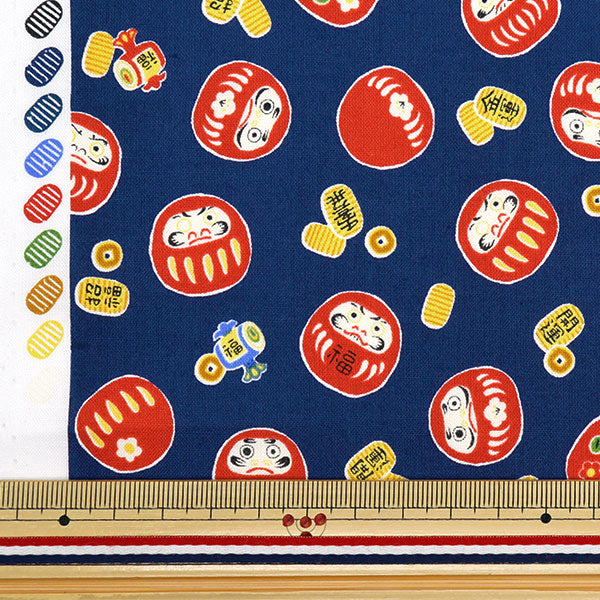 [From quantity 5] Fabric 『Scare Print Fukufuku Daruma Navy SQ35411-1D]