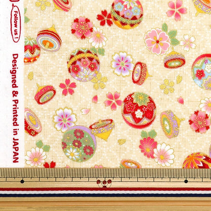 [From quantity 5] Fabric 『Scare Print Japanese pattern glitter processing Fukuto beige SQ35410-1A]