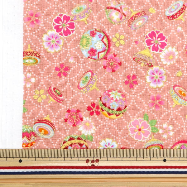 [الكمية من 5] قماش "Scare Japan Pattern Lamé Fuku Temari Pink SQ35410-1B"