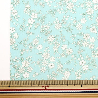 [From quantity 5] Fabric 『Sheeting Sketch Flower Mini Mint Green NO-FLLIS-B]