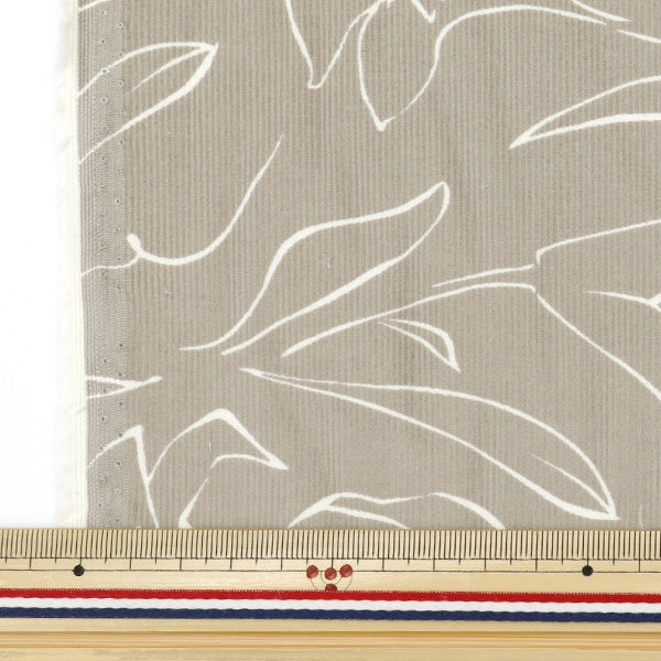 [De la cantidad 5] Fabric "21W Corduroy Línea de procesamiento suave Dibujo Patrón de flores Beige Cor21p-Lf-Be"