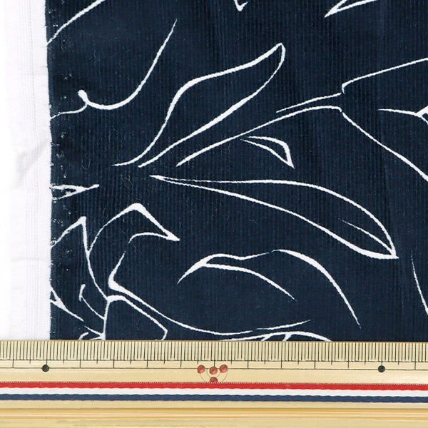 [Aus Menge 5] Stoff "21W Corduroy Softworking Line Zeichnen Blumenmuster Navy Cor21p-Lf-nv"