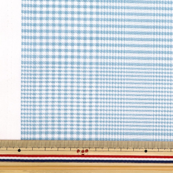 [From quantity 5] Fabric 『Scare Print Glen Check Milk Blue SQGLCE-MBL]