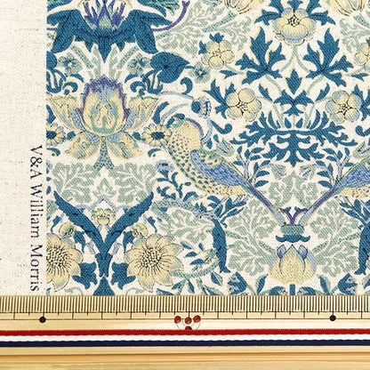 [From quantity 5] Fabric "Cotton hemp canvas V & A Strawberry Thief Blue VA10018-B"