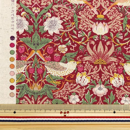 [From quantity 5] Fabric "Cotton hemp canvas V & A Strawberry Thief Red VA10018-E"