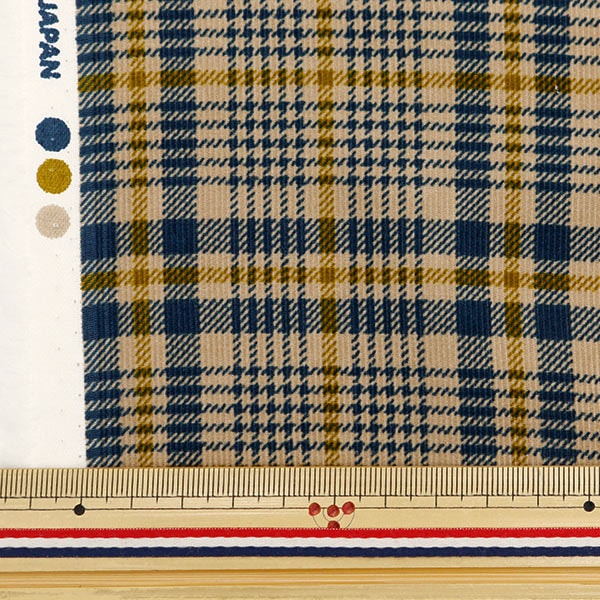 [De la quantité 5] tissu "chemise Cole Tenpo Plaid Navy x Mustard AP35403-2C"