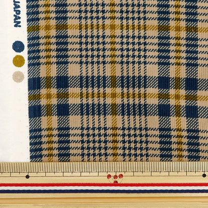 [De la quantité 5] tissu "chemise Cole Tenpo Plaid Navy x Mustard AP35403-2C"