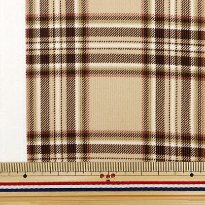 [Aus Menge 5] Stoff "Shirt Call Ten Print Check Muster Beige AP35403-3a"