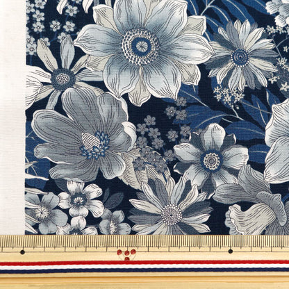 [From quantity 5] Fabric "Broadline Flower Navy 4225-1-3"