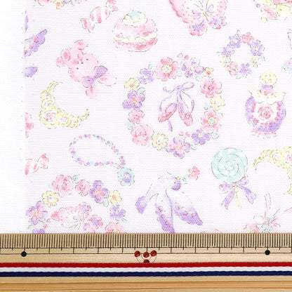 [From quantity 5] Fabric 『Oxford Colorful Canvas Jewelry Box Pattern Pink Cocan-Jew-PK] KOKKA