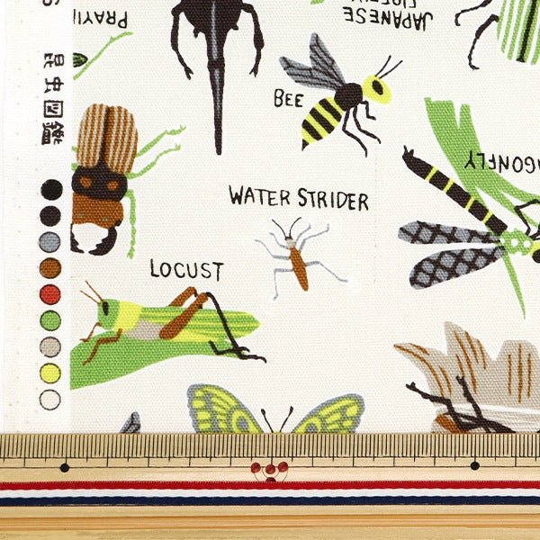 [From quantity 5] Fabric 『Oxford Colorful canvas insect picture book White COCAN-INC-WH] KOKKA