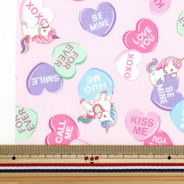 [Aus Menge 5] Stoff "Schrecken Sie Vanilla Pop Heart Pink SQ41402-2B"