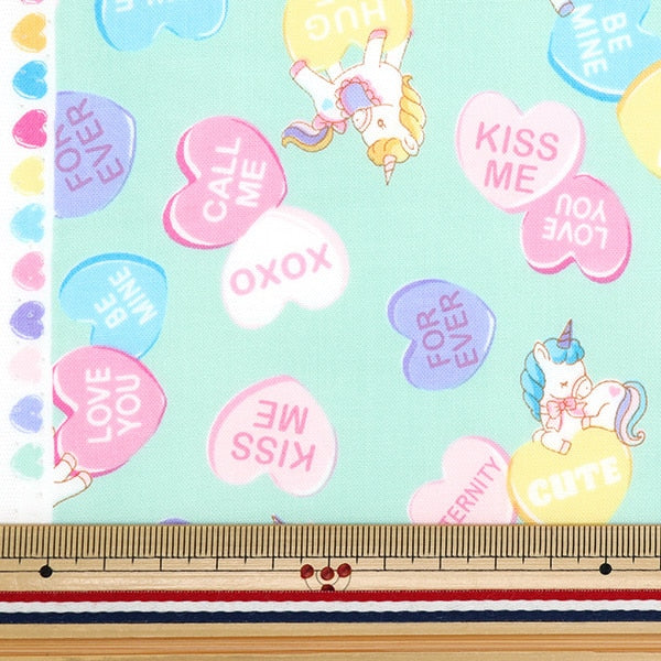 [De la cantidad 5] Fabric "Afrae Vanilla Pop Heart Mint SQ41402-2D"