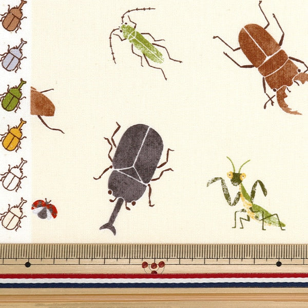 [Dalla quantità 5] tessuto "CB Stampa Kids Land Insect Pattern Avorio SP2311-14B"