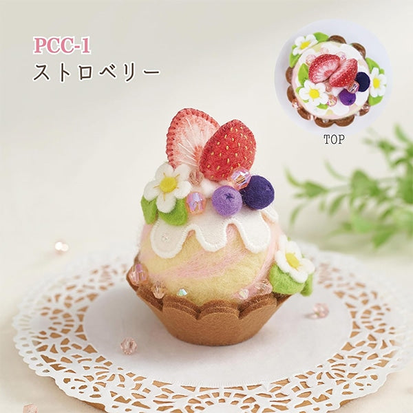 Needle feltingKit "Sweets Pink Cushion Strawberry PCC-1" Sun Felt Sunfeld