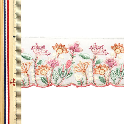 [Dalla quantità 5] artigianatoTrim "2024 Rifiniture per ricamo indiano Bianco x rosa 3632g"