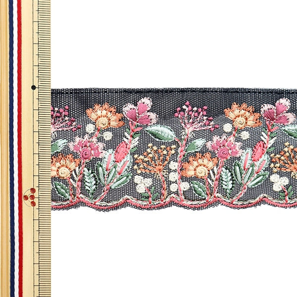 [Dalla quantità 5] artigianatoTrim "2024 Rifiniture per ricamo indiano Nero x rosa 3632L"